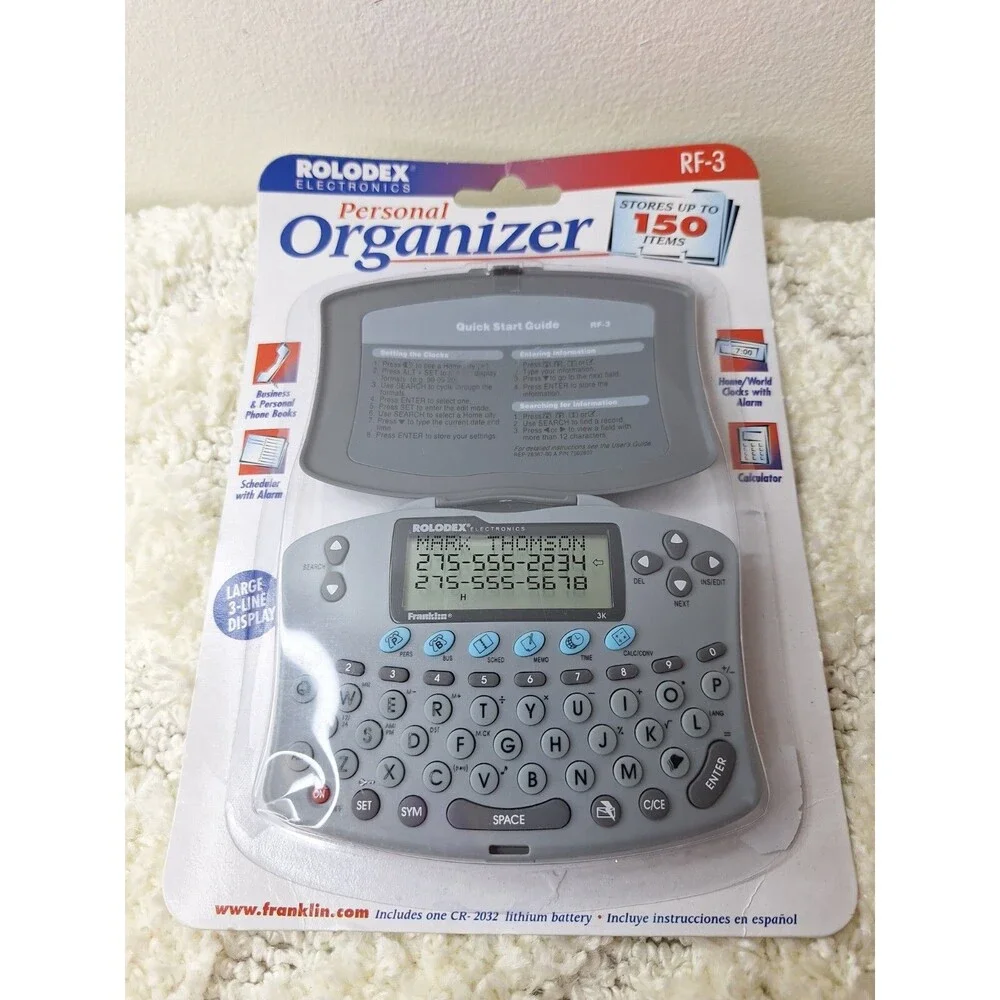 Vtg ROLODEX‎ ELECTRONICS Personal Pocket Organizer Memory 3 Line Display Office